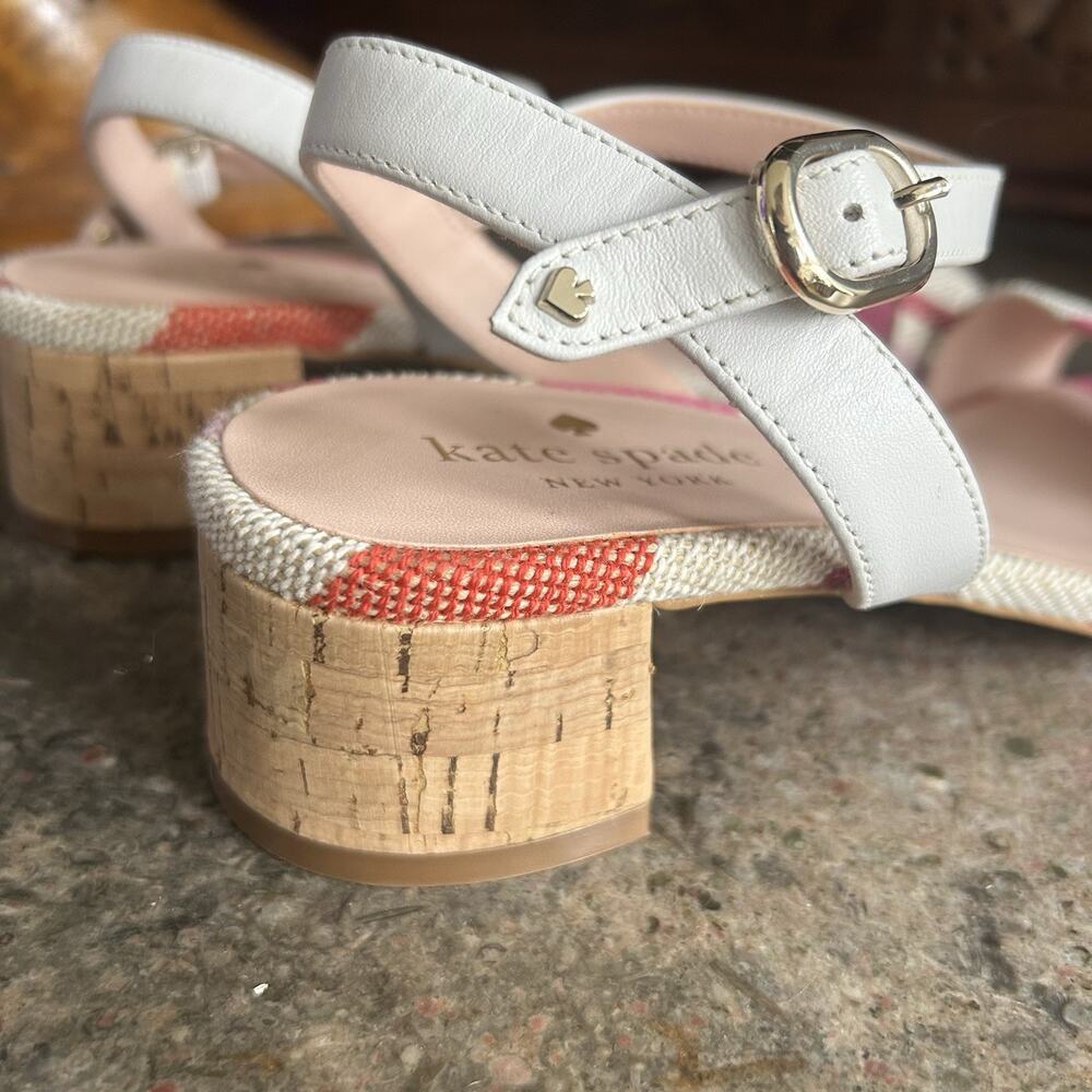 Kate Spade Lottie Pink Stripe Block Heel Sandals Women’s 8 - Picture 3 of 9
